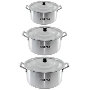 Imagem de Jogo de Panelas 3 Caçarolas Feijoada Alumínio 3 peças N 26 28 30 Envio