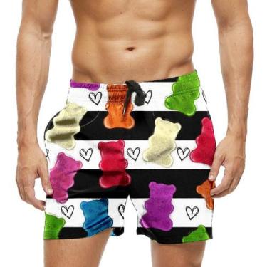 Imagem de Short Praia Shorts Banho Bermuda Verão Xadrez Ursinhos Doce 856 - SMOK