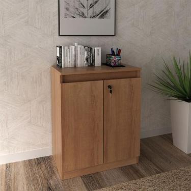 Imagem de Balcão Baixo para Escritório 2 Portas com Chave 74,5x60cm Amêndoa - Te