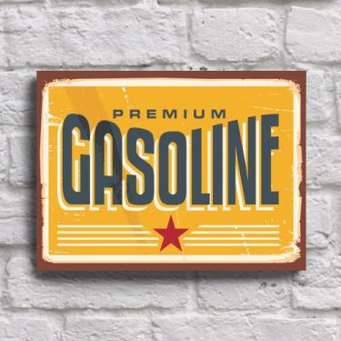 Imagem de Placa Decorativa Vintage Carros Posto Gasoline 20x30cm - Quartinhos
