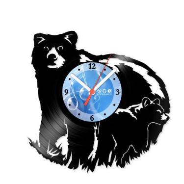 Imagem de Relógio De Parede Disco Vinil Animais - Mamãe Urso - VAN-140 - Moderna