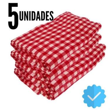 Imagem de 5 Panos De Chão XADREZ VERMELHO Premium Atacado Grande  - Saco Qualida