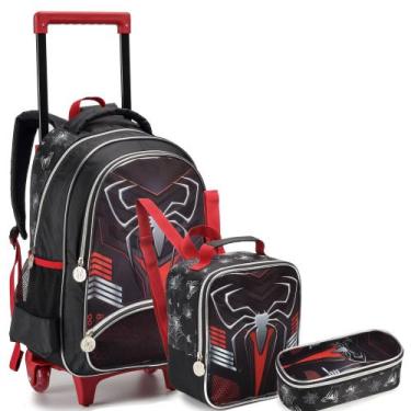 Imagem de KIT Mochila Escolar Aranha Com Estojo e Lancheira Masculino - DENLEX 1