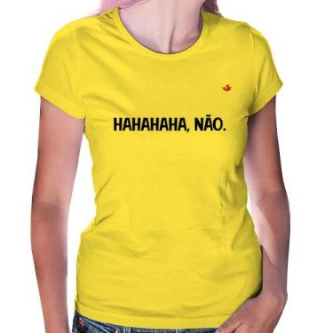 Imagem de Baby Look Hahahaha, Não. - Foca na Moda, Amarelo, GGG