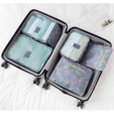 Imagem de Kit com 6 Peças Organizador Necessaire De Mala Bolsa Para Viagem Estam