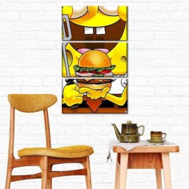 Imagem de Quadro Decorativo Bob Esponja Hamburguer Para Lanchonete Kit 3 peças G