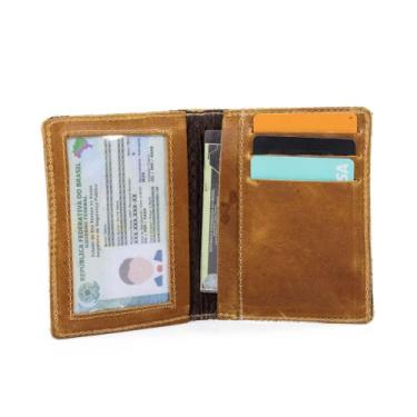 Imagem de  Carteira Porta Cartão Masculino Couro Espaço Rg Cnh Notas - Pampas Co
