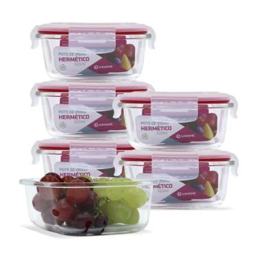 Imagem de Conjunto 6 Potes Vidro Hermética Mantimentos Tampa 520ml - U4home, Ver