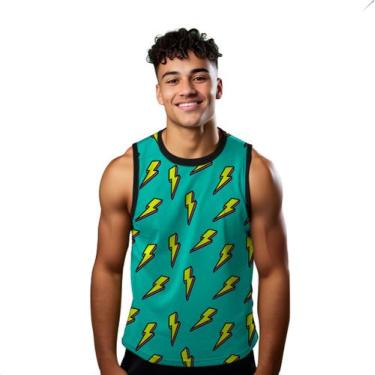 Imagem de Camiseta Algodão Regata Verão Estilo Moda Praia Relâmpago Raio Cartoon