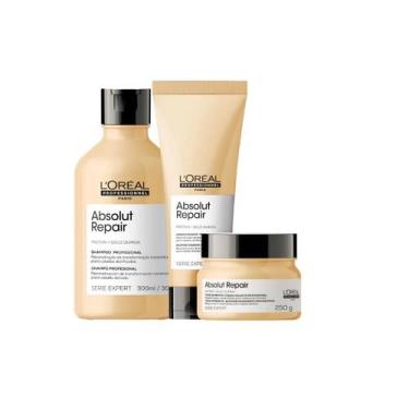 Imagem de Kit LOréal Absolut Repair Shampoo 300ml + Condicionador 200ml + Máscar