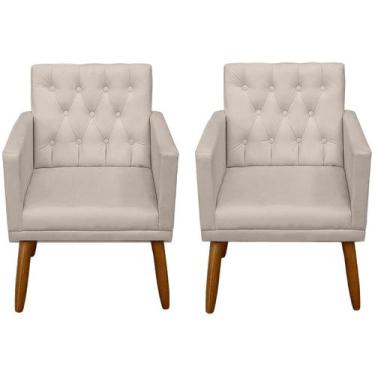 Imagem de Kit 2 Poltronas Cadeira Capitone para Sala de Estar Sala de Espera Rec