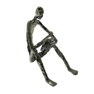 Imagem de Escultura Decorativa Homem Sentado Preto Lindo Detalhes Luxo - LUXdéco