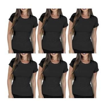 Imagem de Kit com 6 Camisas Camisetas Blusas Baby Looks T-shirts Masculina Femin