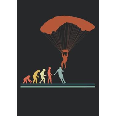 Imagem de Notizbuch A4 kariert mit Softcover Design: Fallschirm Evolution Affe Mensch Skydiver Fallschirmspringer: 120 karierte DIN A4 Seiten