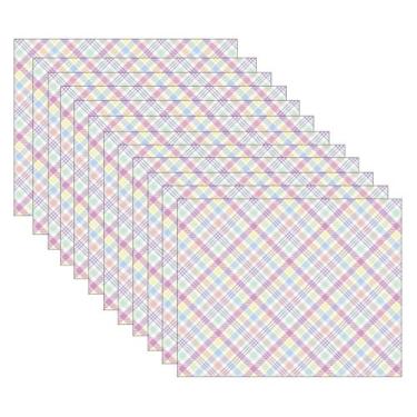 Imagem de Kit Jogo Americano Páscoa Xadrez Colorido - NSW, 12 Peças