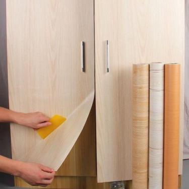 Imagem de 5 Metros Papel de parede com acabamento perolado 3D imitação de madeir