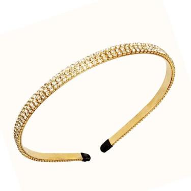 Imagem de Tiara  de strass 3 fileiras delicada  metal luxo confortavel - CRIANCA