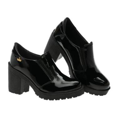 Imagem de Sapato Oxford Feminino Meia Pata Tratorado Casual- Classek, Preto vern
