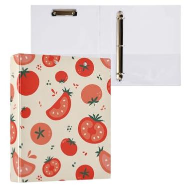 Imagem de Fichários de 3 cm com três anéis de tomate vermelho natural bege com bolsos fichário de 3 furos para escritório escolar, pacote com 2