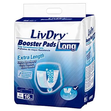 Imagem de Absorventes para incontinência da LivDry | Proteção extra absorvente para adultos, unissex | Almofada descartável confortável (16 unidades, comprimento longo)