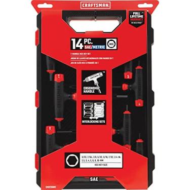 Imagem de CRAFTSMAN Conjunto de chaves sextavadas, 14 chaves, cabo em T (CMHT26001)