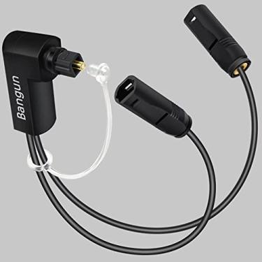 Imagem de Bangun Divisor de áudio óptico de 90 graus, 1 entrada em 2 saídas, adaptador de áudio digital Toslink de fibra óptica (1 entrada macho 2 saídas fêmeas) para TV, soundbar