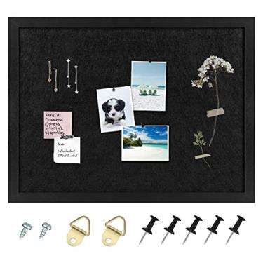 Imagem de Aitakatta Quadro de avisos de cortiça, quadro de cortiça preto para paredes com feltro, quadro decorativo para pendurar em casa, escola, escritório, quadro de visão (4358, todo preto, 1 peça)