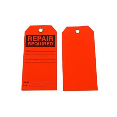 Imagem de Etiqueta de reparo necessária, data de assinatura do problema da legenda, laranja fluorescente, PK 25