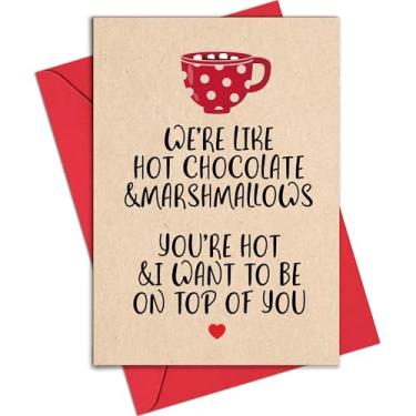 Imagem de HiFulerr Cartão de Dia dos Pais para Namorado - Chocolate Quente e Marshmallows Cartão de Dia dos Pais Romântico Travesso com Envelope, Cartões hilários de Aniversário do Dia dos Pais para ele