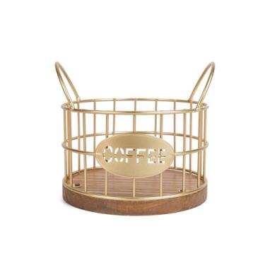 Imagem de Fving suporte para cápsulas de café para balcão, porta-copos k, organizador de armazenamento de cápsulas de café, cesta de café de grande capacidade com base de madeira para mesa de escritór