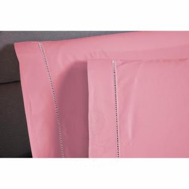 Imagem de Fronha Algodão Egípcio 1000 Fios Toque Acetinado Gelada (Rosê, 70x50 com Ponto Palito)