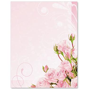 Imagem de Paperdirect Papel de papelaria rosa com tema de primavera, papel de borda, papel timbrado 21 x 28, 25 folhas, papel de escrita premium elegante, papel decorativo para impressora