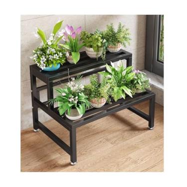 Imagem de Flower Rack，Plant Stand Indoor Outdoor，Storage Rack，Tier Plant Stand ，Step Flower Stand，Simple Plant Stand，Floor-Standing Glower Rack，for Living Room Balcony Garden(Black,60*40*42cm/23.6*15.7*16.5in)