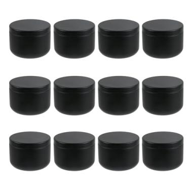 Imagem de KUMGROT 12 recipientes redondos de alumínio preto para velas, 85 g, fabricação de velas DIY