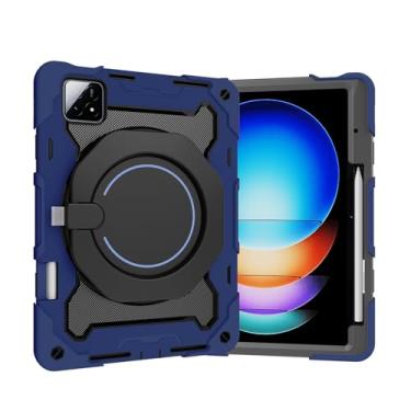 Imagem de nincyee Capa de silicone para tablet Xiaomi Pad 6S Pro de 12,4 polegadas, capa à prova de choque com suporte para lápis, alça de ombro, suporte giratório grande para pendurar anel para crianças