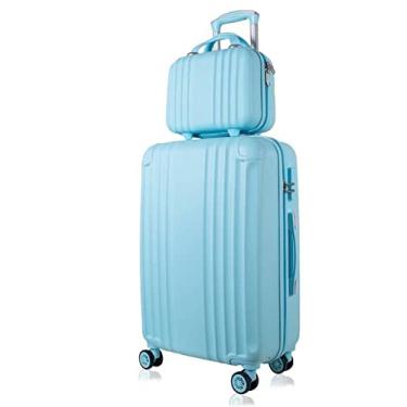 Imagem de Mala de transporte leve feminina conjunto de malas de viagem mala de viagem com rodinhas bolsas femininas com rodas mala de rodinhas mala de viagem mala rígida para viagem, Azul, 24"