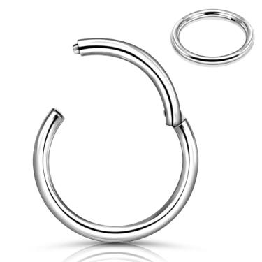 Imagem de Anéis de nariz articulados de aço cirúrgico 316l argola 20G 18G 16G diâmetro da argola de nariz 6 mm 7 mm 8 mm 9 mm 10 mm 12 mm anel de septo cartilagem brincos hélice tragus conch daith Rook piercing de nariz joias dourado-prata-preto, Aço inoxidável, Sem pedras preciosas