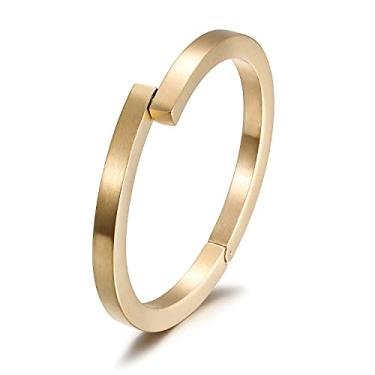 Imagem de WISTIC Pulseiras masculinas prateadas, pulseira de fecho magnético preto para homens, pulseira aberta retrô antiga de aço inoxidável ouro 14K para pai, pai, 16,5 a 20,3 cm. Circ. interno., One Size