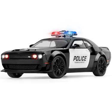 Imagem de Carro de brinquedo SASBSC Police Dodge Challenger Hellcat 1:22 para crianças de 3 a 12 anos