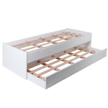 Imagem de Cama Solteiro Bicama Com Cama Auxiliar 194x83 CM20 Branco Dtall - Mila