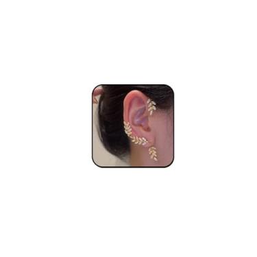 Imagem de FUTIMELY Brinco de orelha de folha de cristal para mulheres, meninas, góticas, elfas, fadas, brincos de orelha não perfurantes, brincos falsos para alpinistas, joias de casamento, Zinco, Sem pedra