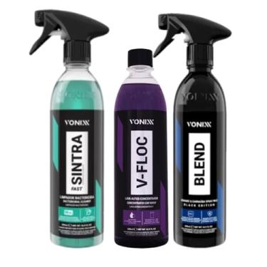 Imagem de Vonixx Kit de Limpeza Automotiva, Cera Carnaúba Blend Black, V-floc 500ml, Sintra Fast