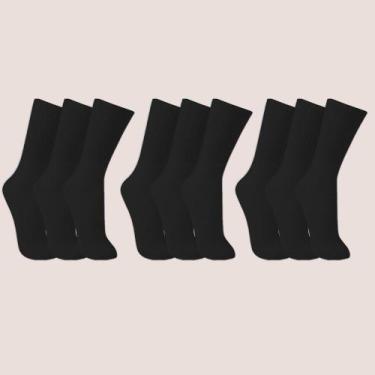 Imagem de Kit 9 Pares Meia Trifil Cano Alto Algodão Unissex, Preto, 39 a 43