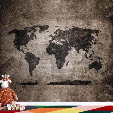 Imagem de Papel De Parede Mapa Mundi Cimento Queimado - AloPapers, 1,50m de larg