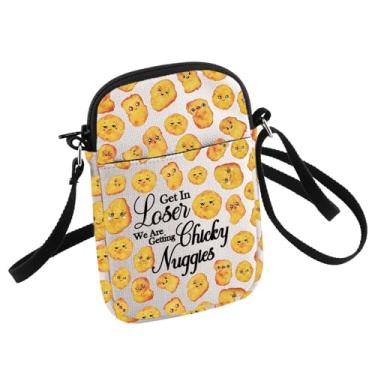 Imagem de Bolsa tiracolo divertida de nuggets de frango presente para amantes de alienígenas "Get In Loser We Are Getting Chicken Small Sling Bag for Fans, Get in Loser