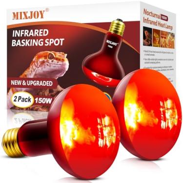 Imagem de MIXJOY Lâmpadas De Calor Infravermelho De 150 W, Pacote Com 2 Lâmpadas De Calor Vermelho Emissoras De Calor Infravermelho Para Répteis, Lâmpadas De Luz Infravermelha Para Répteis, Dragão Barbudo, La