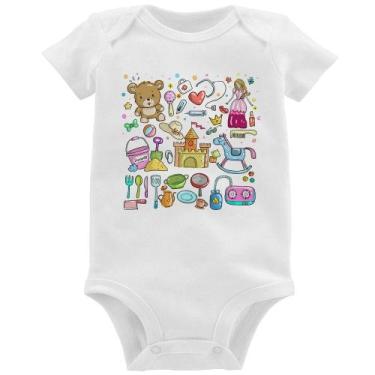 Imagem de Body Bebê Brinquedos - Foca na Moda, Branco, GG