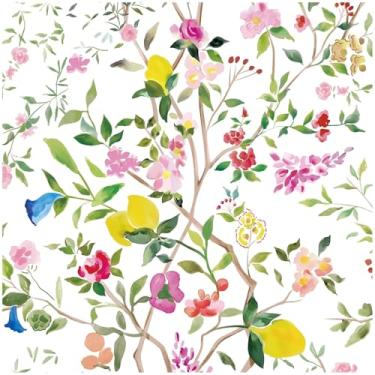 Imagem de HAOKHOME Papel de parede floral chinoiserie removível para quarto branco/rosa/verde papel de contato 44 x 3 m