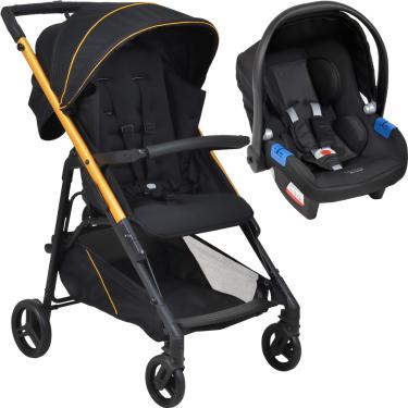 Imagem de Carrinho de Bebe com Bebe Conforto Burigotto Tak Metal Gold
