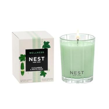 Imagem de NEST New York Vela votiva perfumada, pepino e sálvia branca - 59 ml - Tempo de queima de até 28 horas - Recipiente de vidro reutilizável